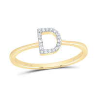 10K Yellow Gold Diamond Gift Initial Ring 1/20 to 1/10 Cttw