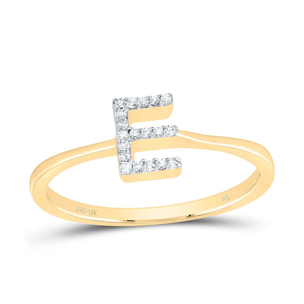 10K Yellow Gold Diamond Gift Initial Ring 1/20 to 1/10 Cttw