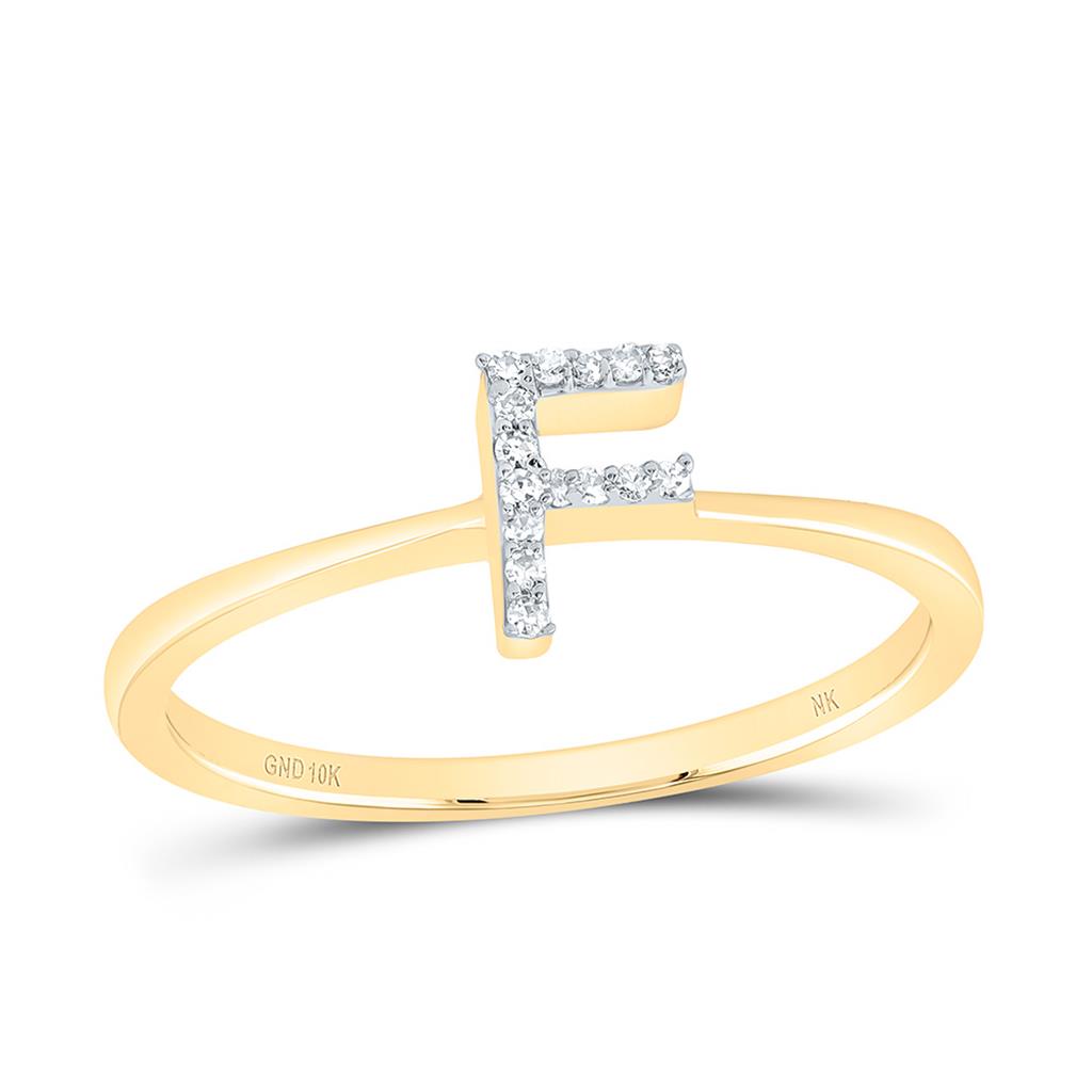 10K Yellow Gold Diamond Gift Initial Ring 1/20 to 1/10 Cttw