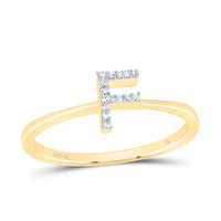 10K Yellow Gold Diamond Gift Initial Ring 1/20 to 1/10 Cttw