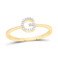 10K Yellow Gold Diamond Gift Initial Ring 1/20 to 1/10 Cttw