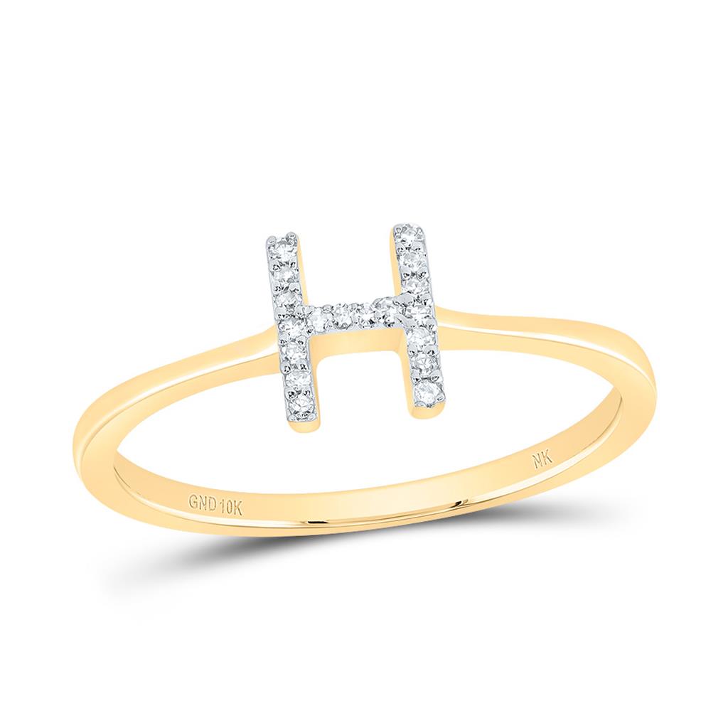 10K Yellow Gold Diamond Gift Initial Ring 1/20 to 1/10 Cttw