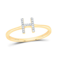 10K Yellow Gold Diamond Gift Initial Ring 1/20 to 1/10 Cttw