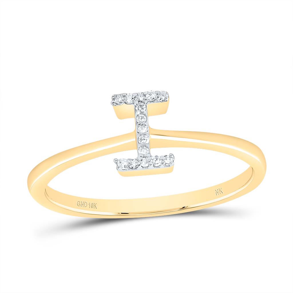 10K Yellow Gold Diamond Gift Initial Ring 1/20 to 1/10 Cttw