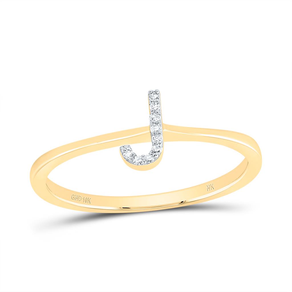 10K Yellow Gold Diamond Gift Initial Ring 1/20 to 1/10 Cttw