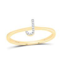 10K Yellow Gold Diamond Gift Initial Ring 1/20 to 1/10 Cttw