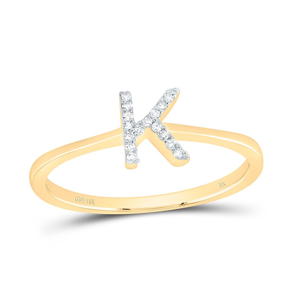 10K Yellow Gold Diamond Gift Initial Ring 1/20 to 1/10 Cttw