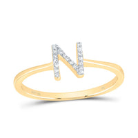 10K Yellow Gold Diamond Gift Initial Ring 1/20 to 1/10 Cttw