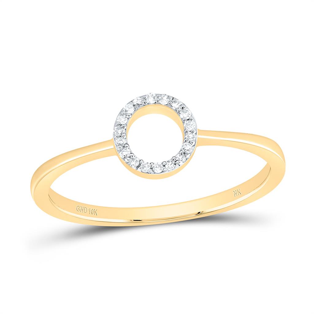 10K Yellow Gold Diamond Gift Initial Ring 1/20 to 1/10 Cttw