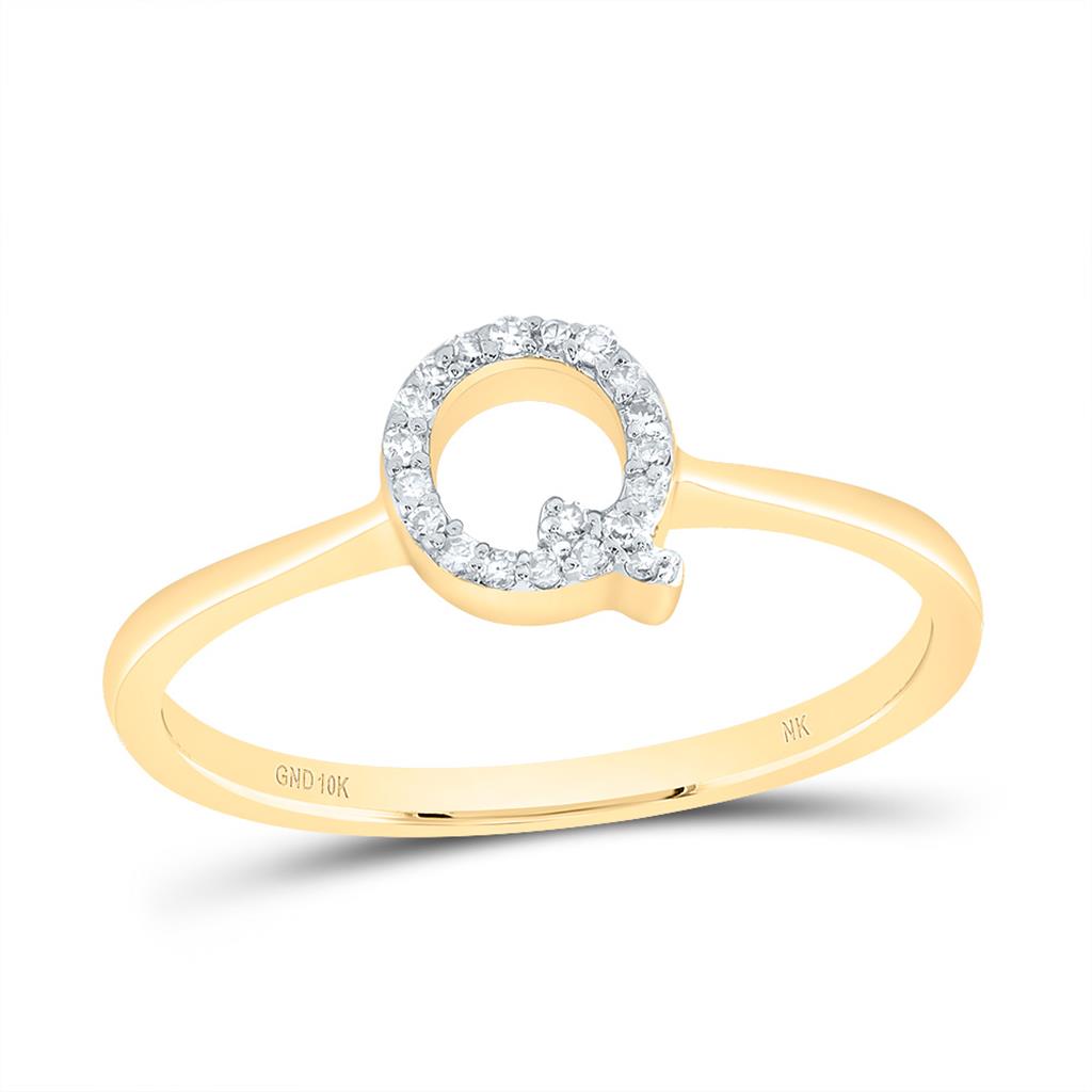 10K Yellow Gold Diamond Gift Initial Ring 1/20 to 1/10 Cttw