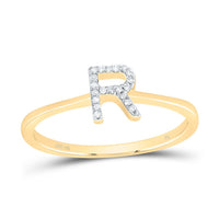 10K Yellow Gold Diamond Gift Initial Ring 1/20 to 1/10 Cttw
