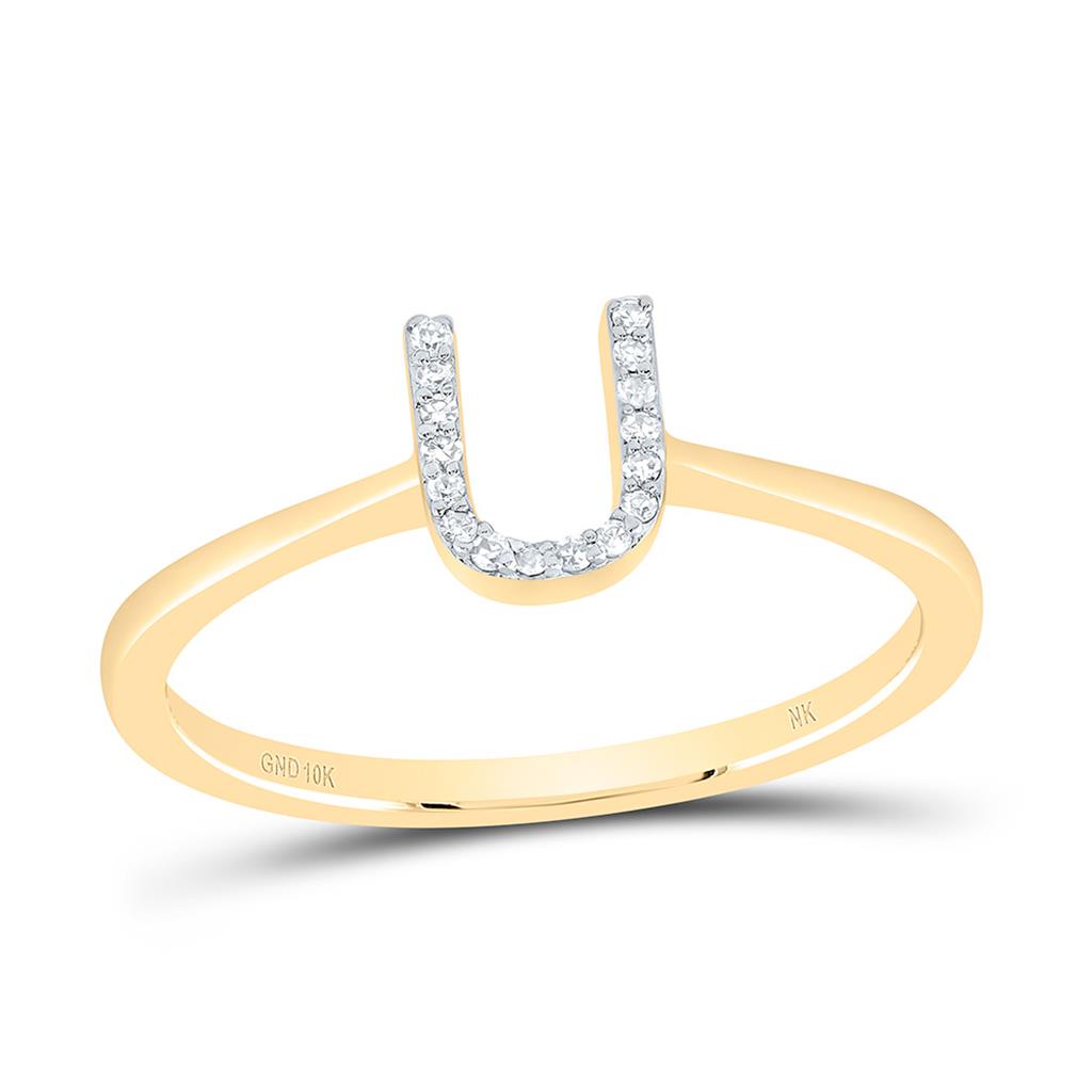 10K Yellow Gold Diamond Gift Initial Ring 1/20 to 1/10 Cttw