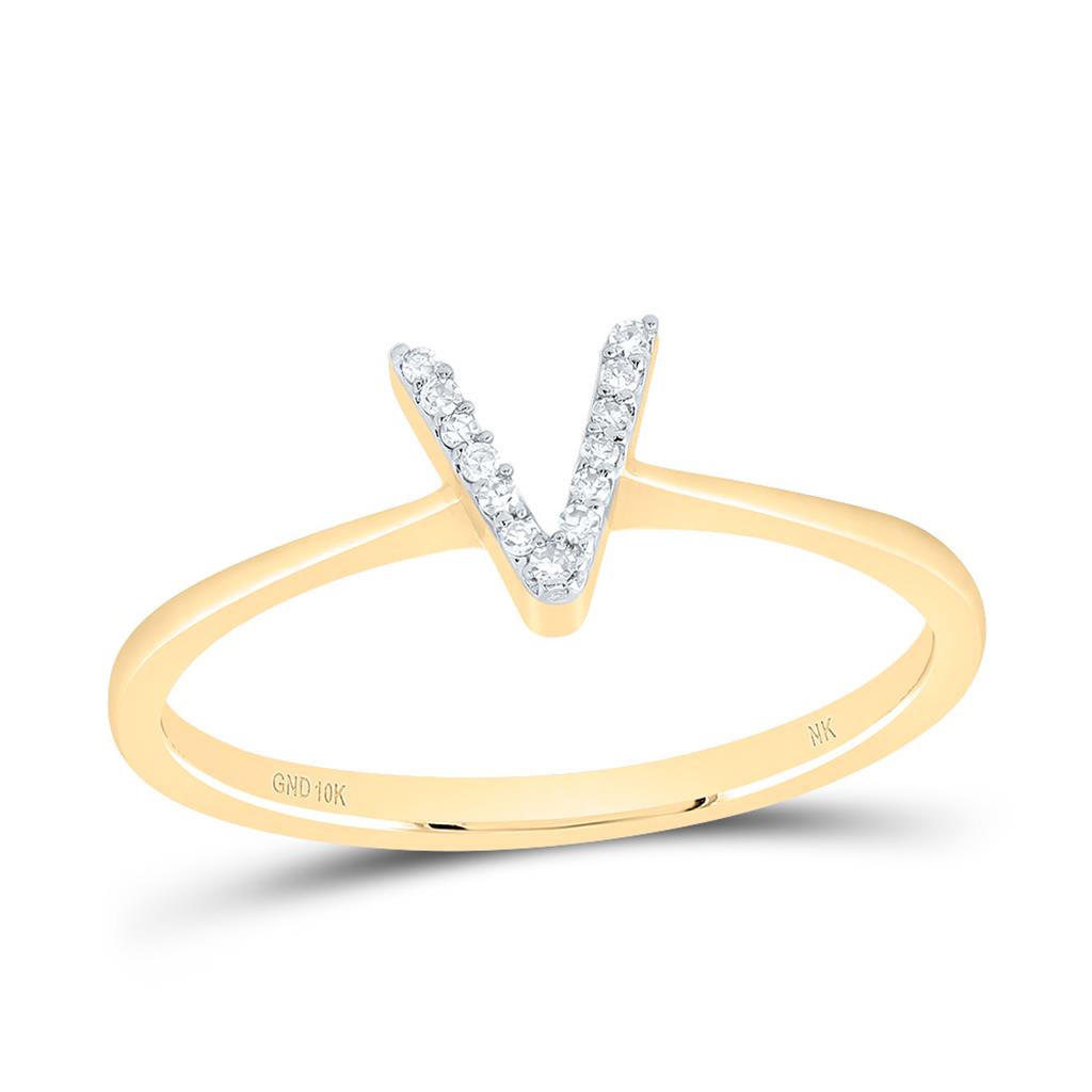 10K Yellow Gold Diamond Gift Initial Ring 1/20 to 1/10 Cttw