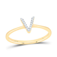 10K Yellow Gold Diamond Gift Initial Ring 1/20 to 1/10 Cttw