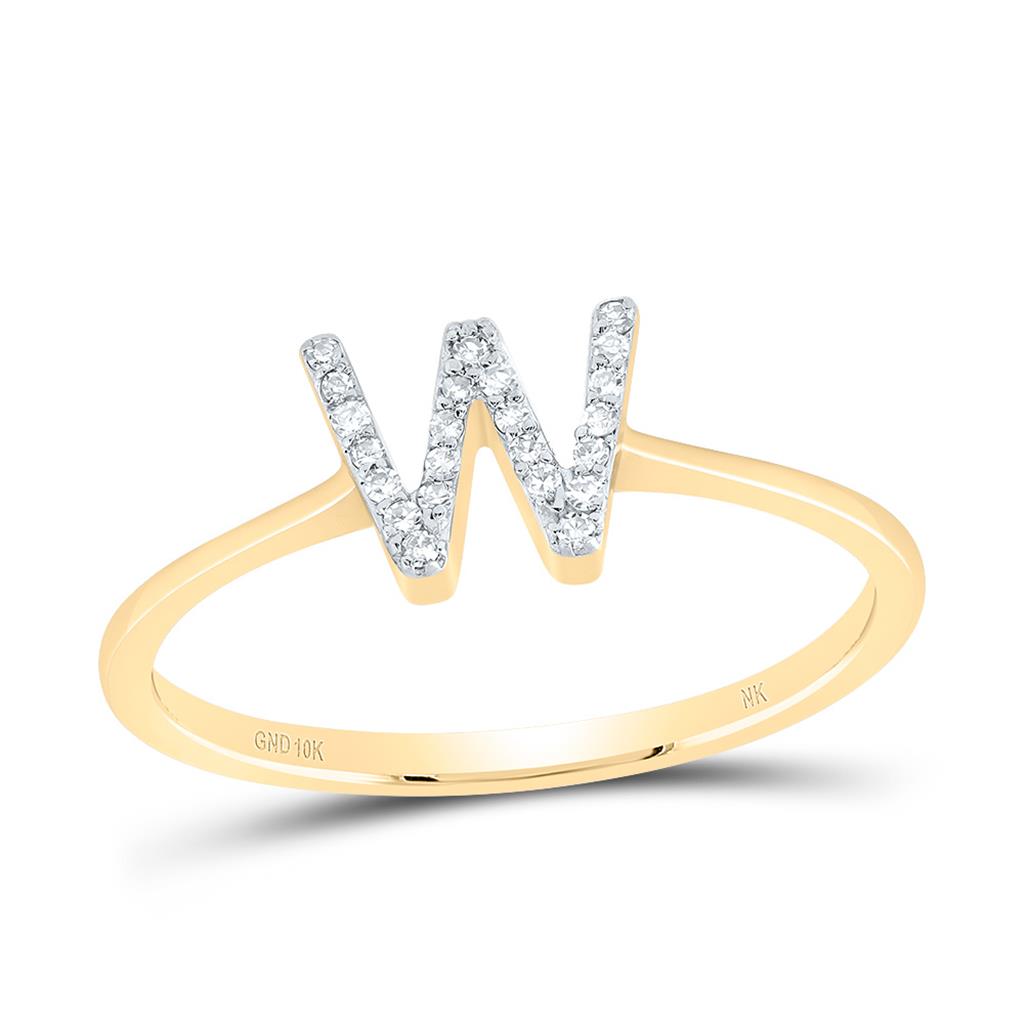 10K Yellow Gold Diamond Gift Initial Ring 1/20 to 1/10 Cttw