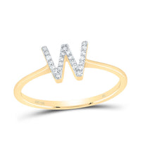 10K Yellow Gold Diamond Gift Initial Ring 1/20 to 1/10 Cttw
