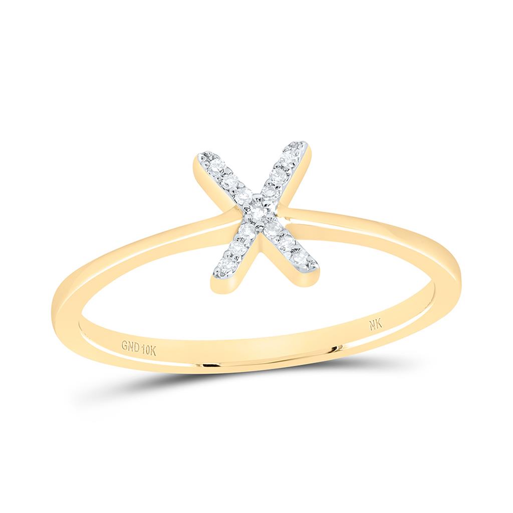 10K Yellow Gold Diamond Gift Initial Ring 1/20 to 1/10 Cttw