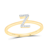 10K Yellow Gold Diamond Gift Initial Ring 1/20 to 1/10 Cttw