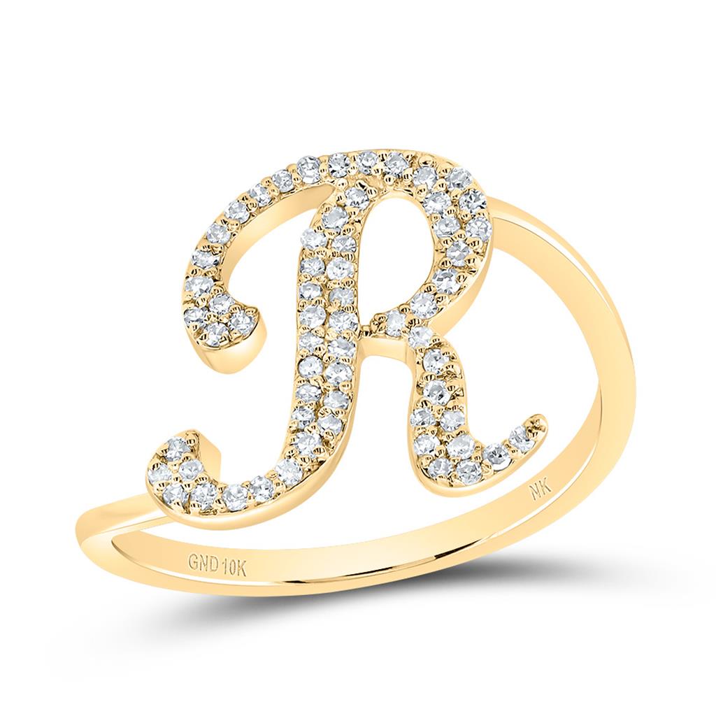 Diamond Gift Initial Ring 1/8 to 1/4 Cttw (Style 2)