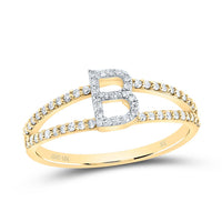 10K Yellow Gold Diamond Gift Initial Ladies Ring 1/5 to 1/4 Cttw