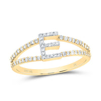 10K Yellow Gold Diamond Gift Initial Ladies Ring 1/5 to 1/4 Cttw