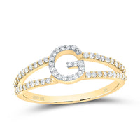 10K Yellow Gold Diamond Gift Initial Ladies Ring 1/5 to 1/4 Cttw