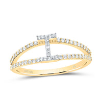 10K Yellow Gold Diamond Gift Initial Ladies Ring 1/5 to 1/4 Cttw