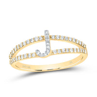10K Yellow Gold Diamond Gift Initial Ladies Ring 1/5 to 1/4 Cttw