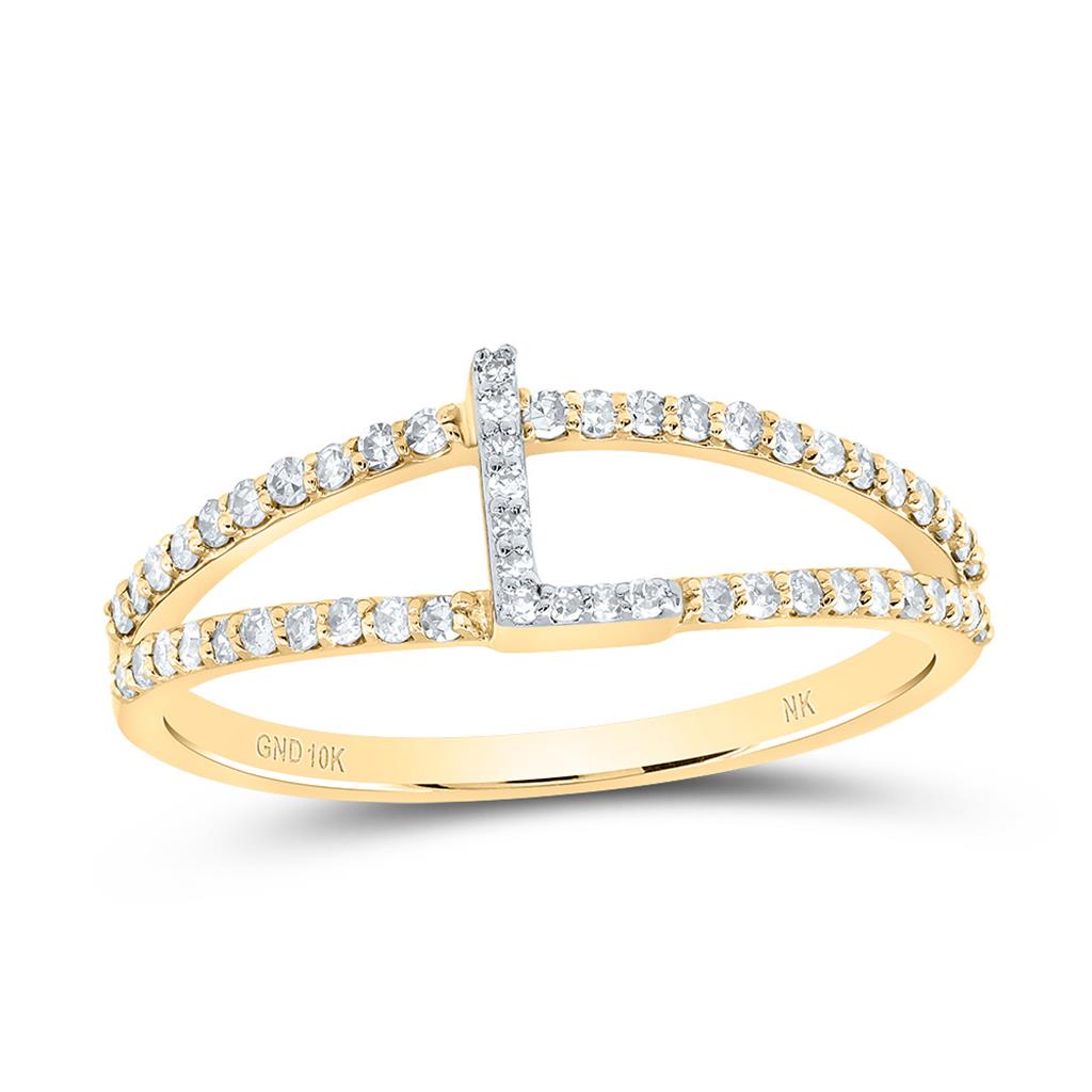 10K Yellow Gold Diamond Gift Initial Ladies Ring 1/5 to 1/4 Cttw