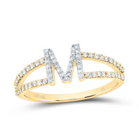 10K Yellow Gold Diamond Gift Initial Ladies Ring 1/5 to 1/4 Cttw