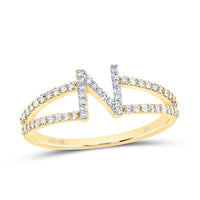 10K Yellow Gold Diamond Gift Initial Ladies Ring 1/5 to 1/4 Cttw