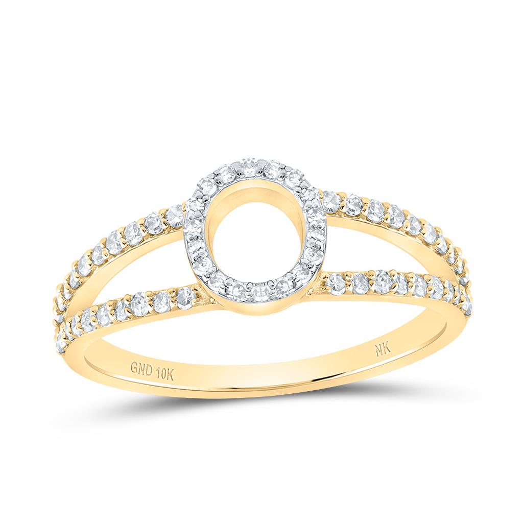 10K Yellow Gold Diamond Gift Initial Ladies Ring 1/5 to 1/4 Cttw