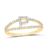10K Yellow Gold Diamond Gift Initial Ladies Ring 1/5 to 1/4 Cttw