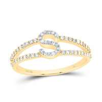 10K Yellow Gold Diamond Gift Initial Ladies Ring 1/5 to 1/4 Cttw