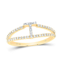 10K Yellow Gold Diamond Gift Initial Ladies Ring 1/5 to 1/4 Cttw