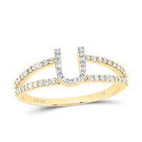 10K Yellow Gold Diamond Gift Initial Ladies Ring 1/5 to 1/4 Cttw