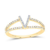 10K Yellow Gold Diamond Gift Initial Ladies Ring 1/5 to 1/4 Cttw
