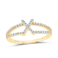 10K Yellow Gold Diamond Gift Initial Ladies Ring 1/5 to 1/4 Cttw