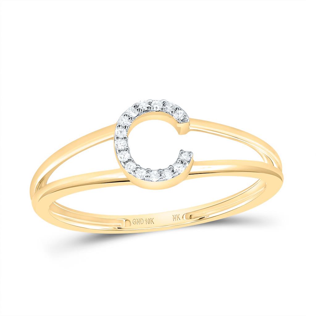 Diamond Gift Initial Ladies Ring 1/20 to 1/10 Cttw