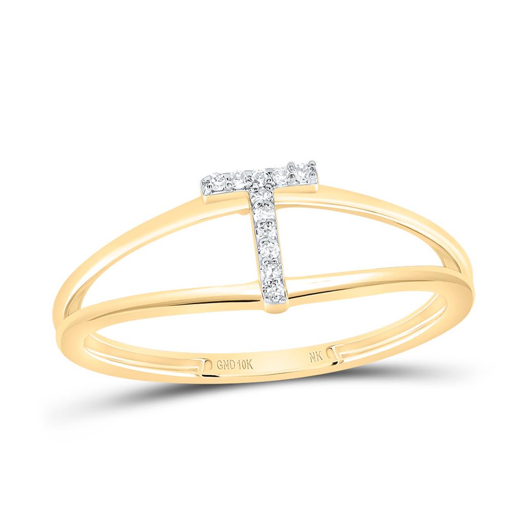 Diamond Gift Initial Ladies Ring 1/20 to 1/10 Cttw