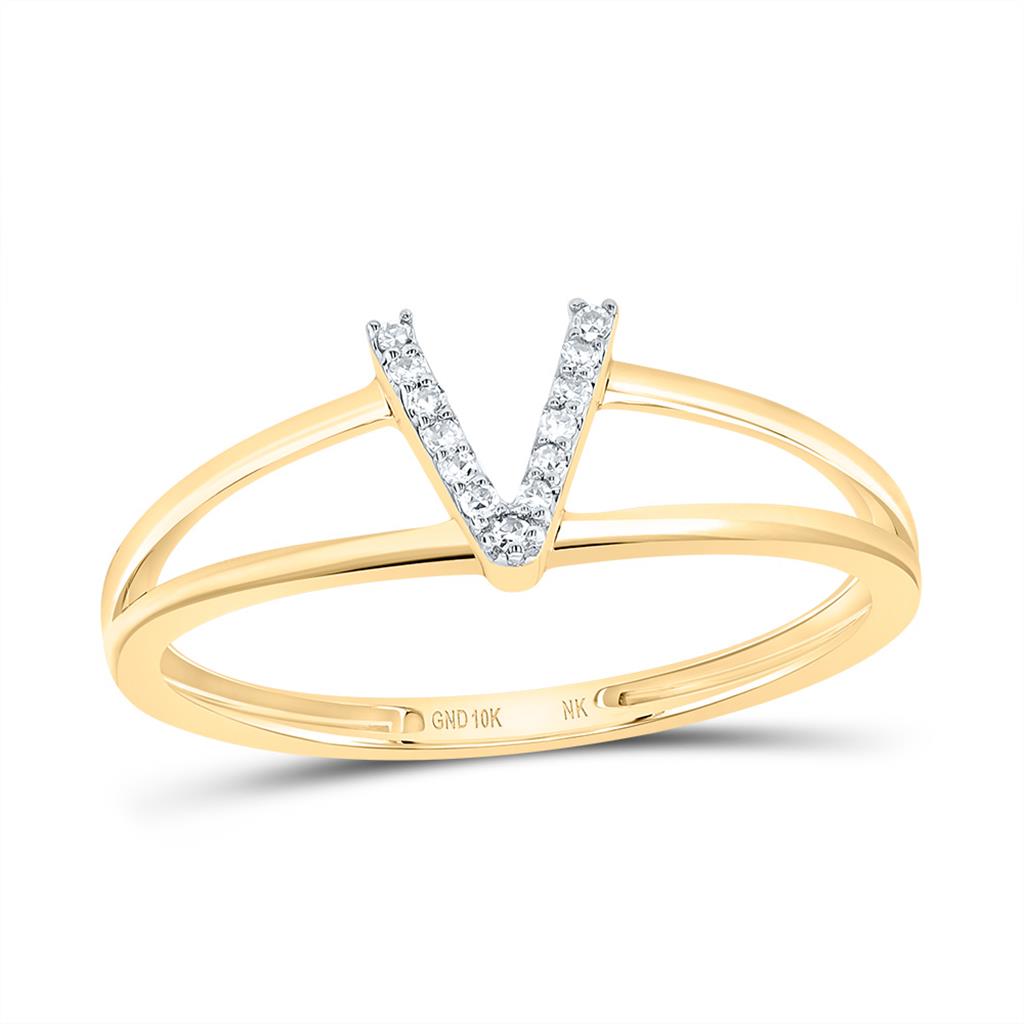 Diamond Gift Initial Ladies Ring 1/20 to 1/10 Cttw