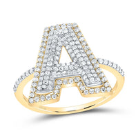 10K Yellow Gold Diamond Fashion Initial Ladies Ring 3/8 to 7/8 Cttw