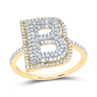 10K Yellow Gold Diamond Fashion Initial Ladies Ring 3/8 to 7/8 Cttw
