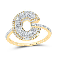 10K Yellow Gold Diamond Fashion Initial Ladies Ring 3/8 to 7/8 Cttw