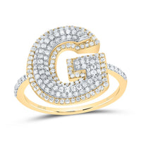 10K Yellow Gold Diamond Fashion Initial Ladies Ring 3/8 to 7/8 Cttw
