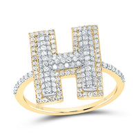 10K Yellow Gold Diamond Fashion Initial Ladies Ring 3/8 to 7/8 Cttw