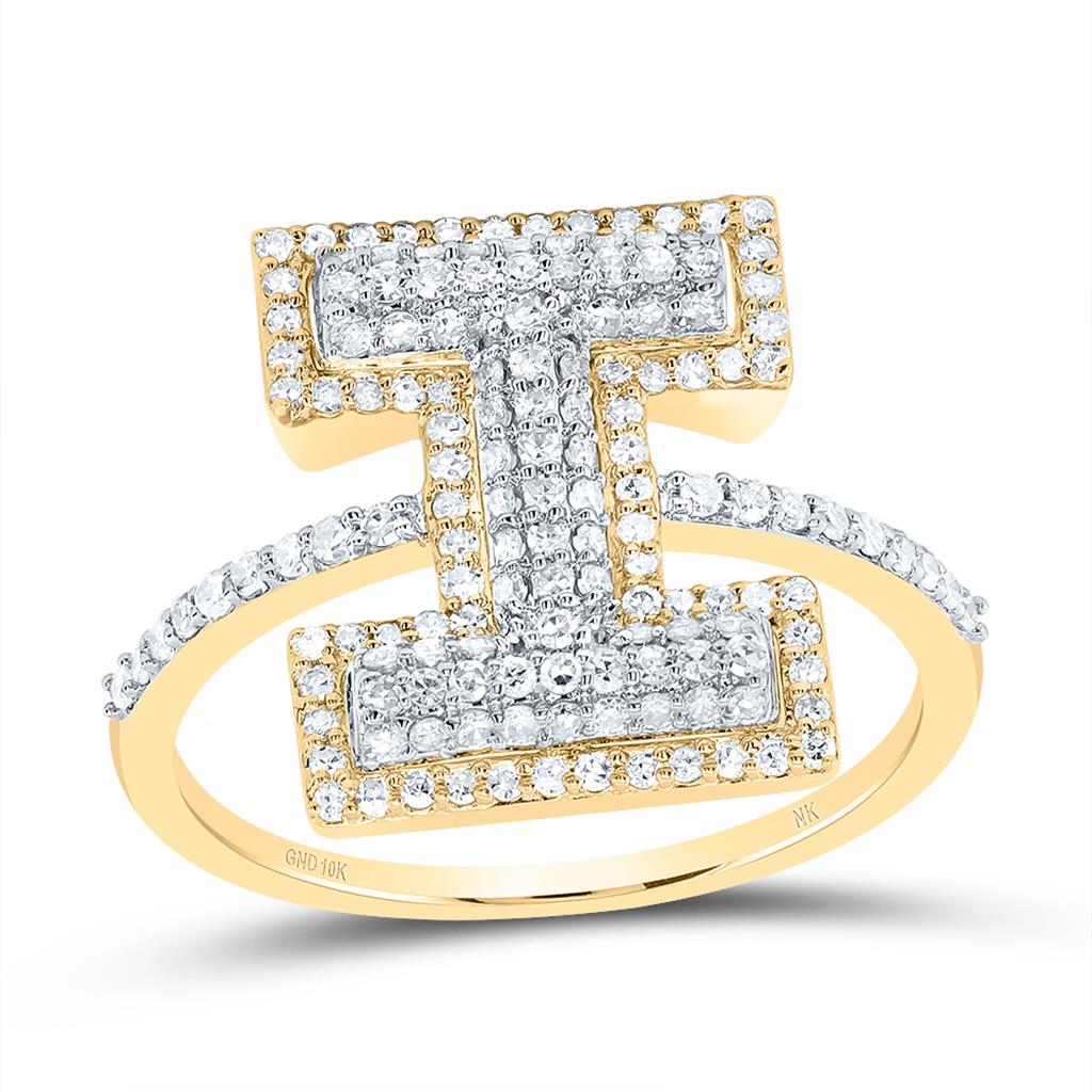 10K Yellow Gold Diamond Fashion Initial Ladies Ring 3/8 to 7/8 Cttw