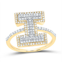 10K Yellow Gold Diamond Fashion Initial Ladies Ring 3/8 to 7/8 Cttw