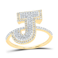 10K Yellow Gold Diamond Fashion Initial Ladies Ring 3/8 to 7/8 Cttw