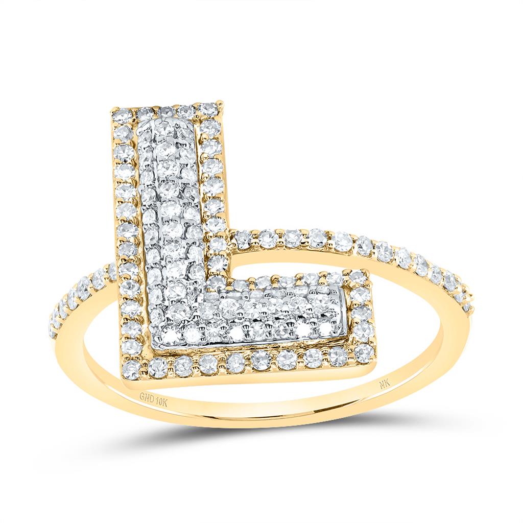10K Yellow Gold Diamond Fashion Initial Ladies Ring 3/8 to 7/8 Cttw